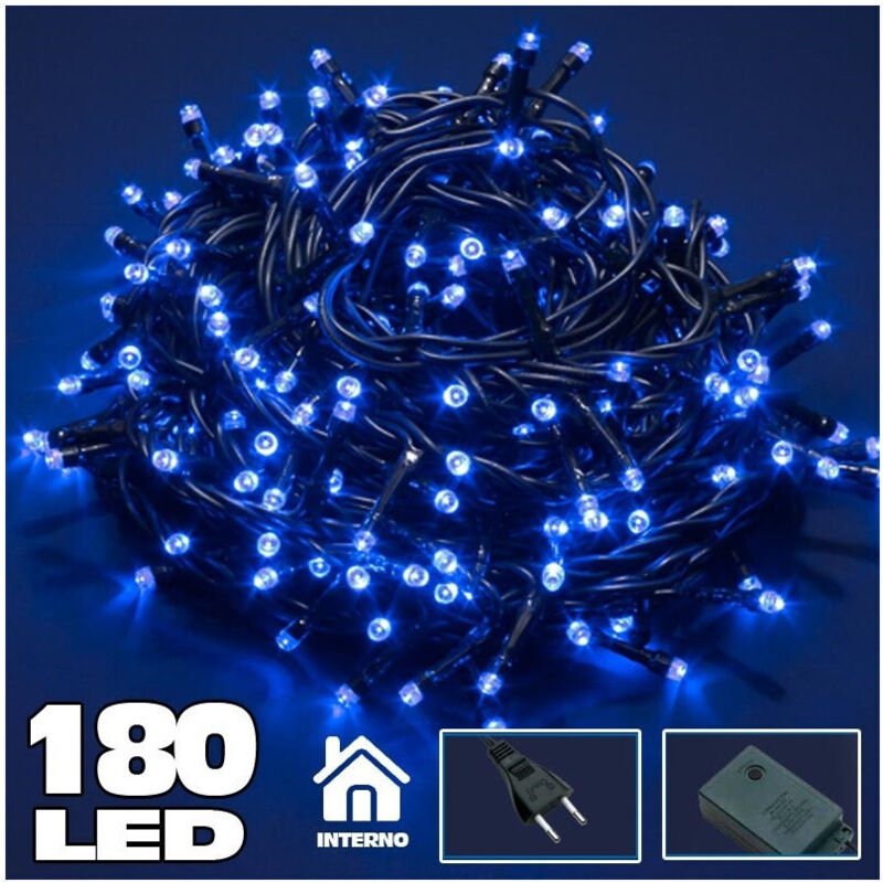 Thumbnail - Trade Shop Traesio - Trade Shop - lichterkette 180 led lichter blau glühwürmchen mit 8-FUNKTIONEN controller intern -