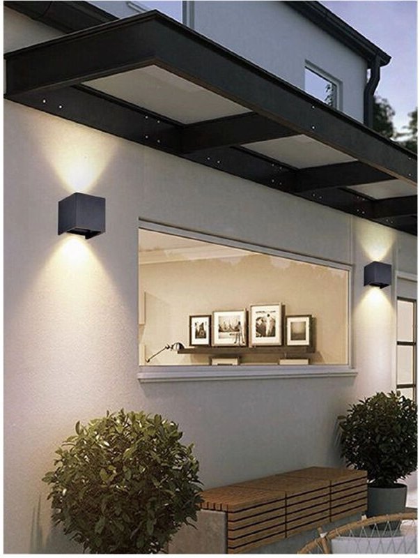 Trade Shop - DOPPELEMISSION LED COB WANDLEUCHTE 12 W AUSSENLEUCHTE 4000K 3000K 6500K ES46 SCHWARZ -