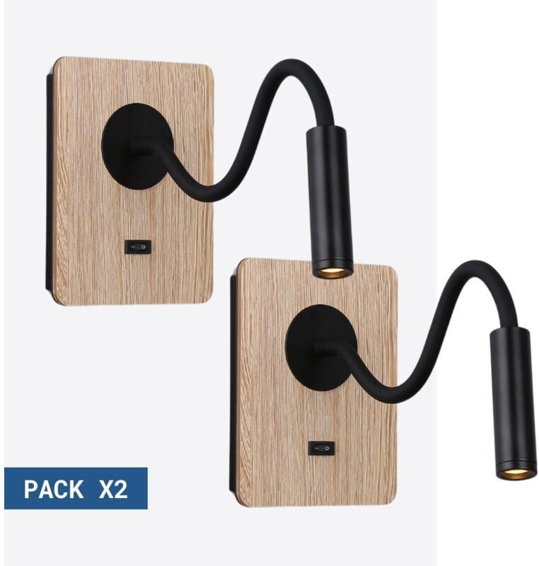 Pack x 2 - Flexible Wandleuchte london - cree led- 3W - Schwarz