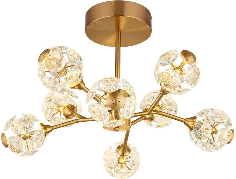 Globo Lighting - Deckenleuchte Deckenlampe Esszimmerlampe Glas Kristalle led goldfarben d 65 cm