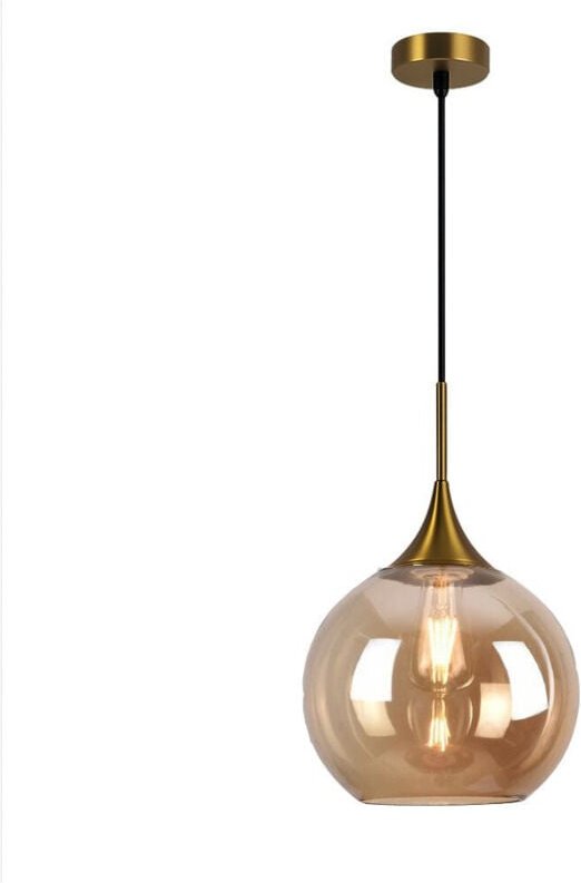 Thumbnail - Trade Shop - LAMPADARIO A SOSPENSIONE DECORATIVA IN METALLO CON SFERA IN VETRO ATTACCO E27 IP20 A72 - Gold