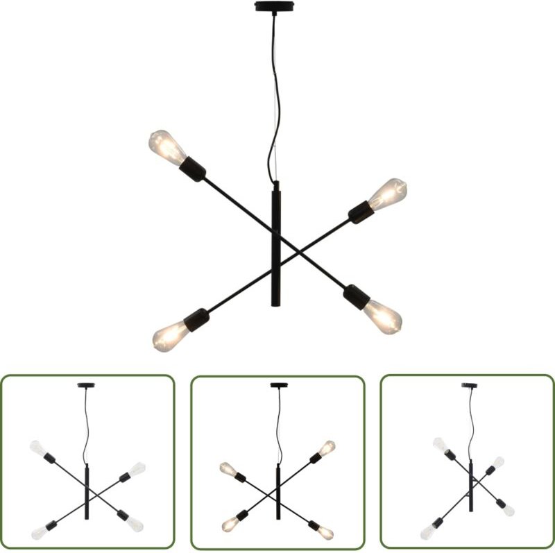 The Living Store - Deckenleuchte mit Glühlampen 2 w Schwarz E27 - Dekorleuchte - Deckenleuchte Schwarz - Metalldecke - W...