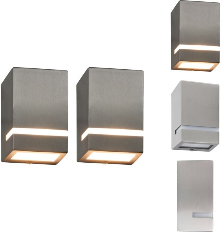Außenwandleuchten 2 Stk. 35 w Silbern Rechteckig - Outdoor-Beleuchtung - Edelstahl Wandleuchte - Gartenlicht - led Wandl...