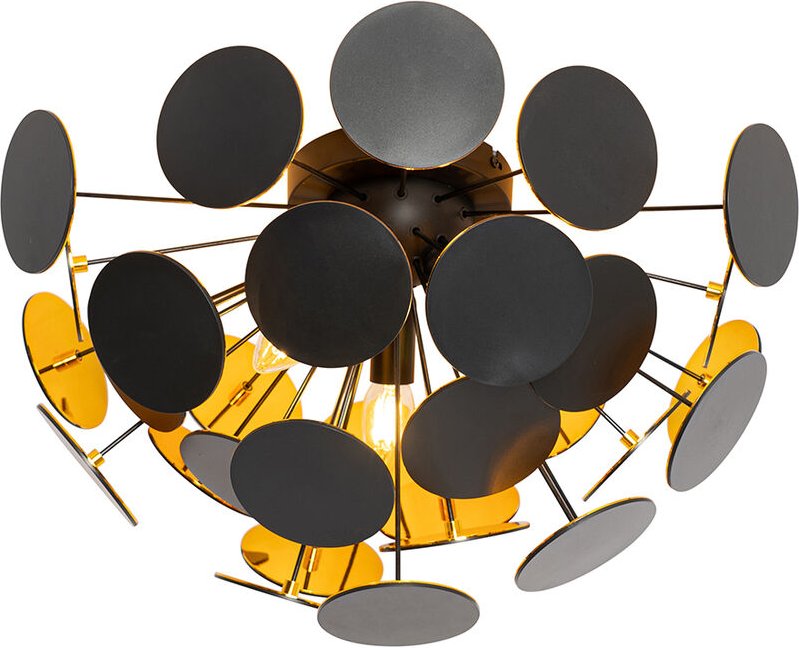 Design Deckenleuchte Schwarz mit Gold 54cm 3-flammig - Cerchio