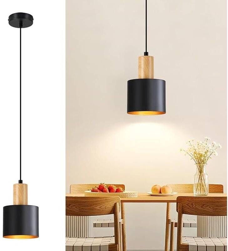 GBLY Hängeleuchte Esstisch Pendelleuchte E27 Schwarz Vintage Max 40W Höhenverstellbar Ohne Leuchtmittel Für Esszimmer Sc...