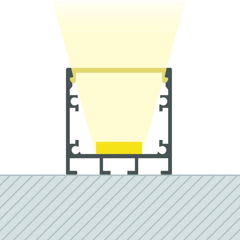 Thumbnail - Ledkia - Aluminiumprofil Oberfläche mit durchgehender Abdeckung für led Streifen bis 24 mm Aluminium 2 m Transparente