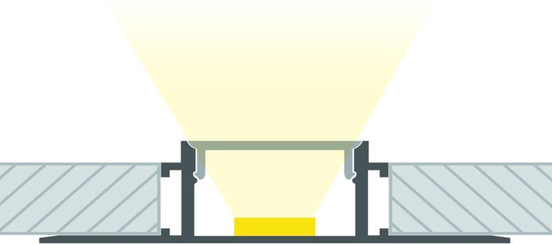 Thumbnail - Aluminiumprofil Integrierung in Gips/Pladur mit durchgehender Abdeckung für LED Streifen bis 20 mm Weiß 2 m Weiß translu...