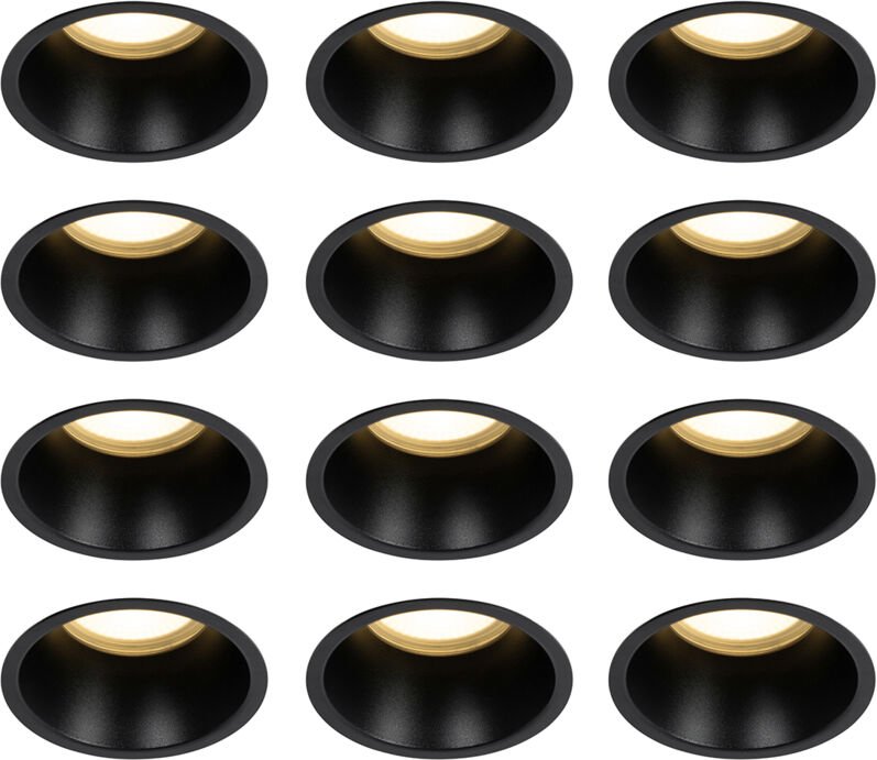 Set mit 12 Einbaustrahlern schwarz GU10 70mm IP44 - Dept