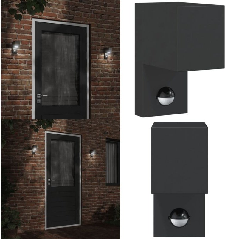 Außenwandleuchte mit Sensor Schwarz Aludruckguss - Outdoor-Beleuchtung - Wandleuchte - Bewegungsmelder - LED-Leuchte - G...