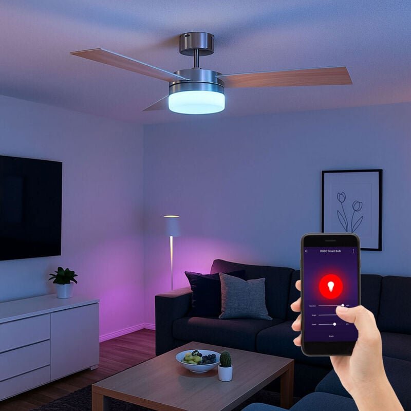 Decken Ventilator Raum-Kühler Lampe Lüfter App Google fernbedienung im Set inkl. rgb led Leuchtmittel