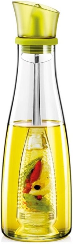 Trade Shop - OLIERA CON INFUSORE IN VETRO VERDE CAPACITÀ DA 250 ML PER CONDIRE ALIMENTI CUCINA -