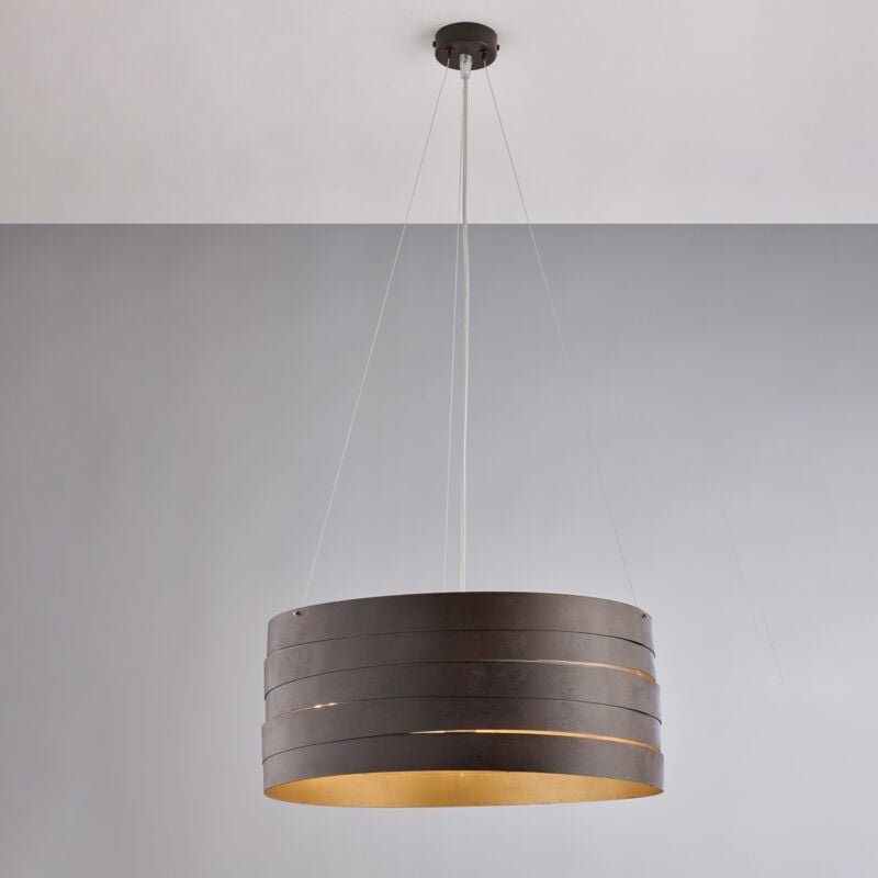 Mambo – Pendelleuchte Eisen schwarz/Antikgold, Ø45, 3-flammig, höhenverstellbar – BL157-3-RGO - Belight