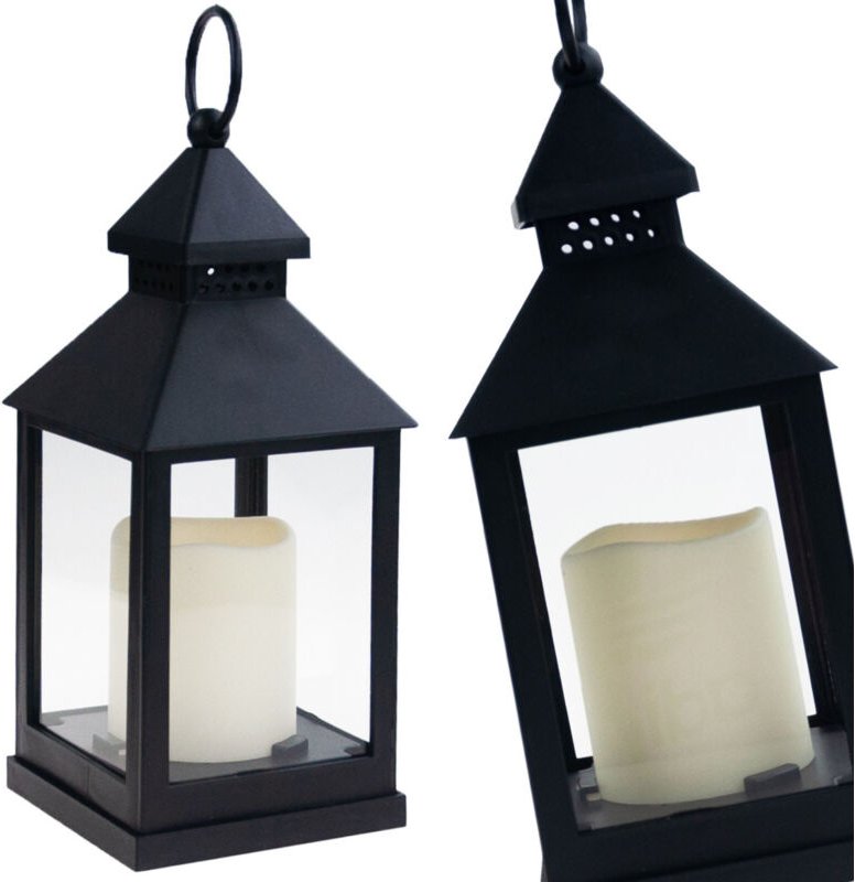 TG45628 LED-Laterne, schwarz, für Haus, Garten, Balkon, Terrasse (Batteriebetrieben)