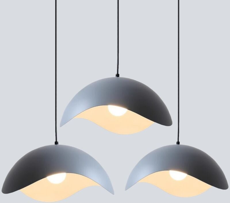 E27 Industrielle Pendelleuchten Metall Hängelampe Innenbereich Deckenleuchten für Wohnzimmer Schlafzimmer 3 Stücke Grau