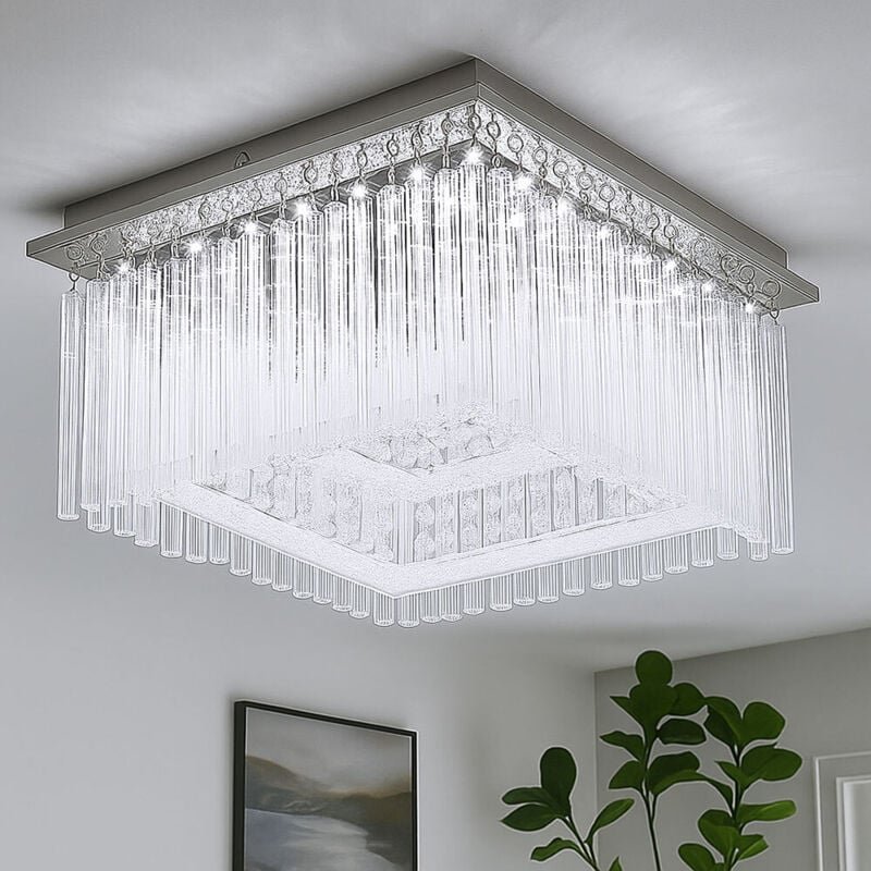 Thumbnail - Deckenlampe Deckenleuchte Kristallleuchte Designleuchte Wohnzimmerlampe Schlafzimmer, Metall Glasstäbe Kristalldekor, 1x...