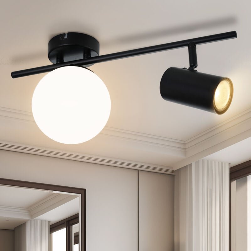 Thumbnail - Deckenstrahler 2 Flammig Schwarz Deckenleuchte: Modern Deckenlampe mit GU10 Schwenkbar Deckenspots 40CM Metall Flurlampe...