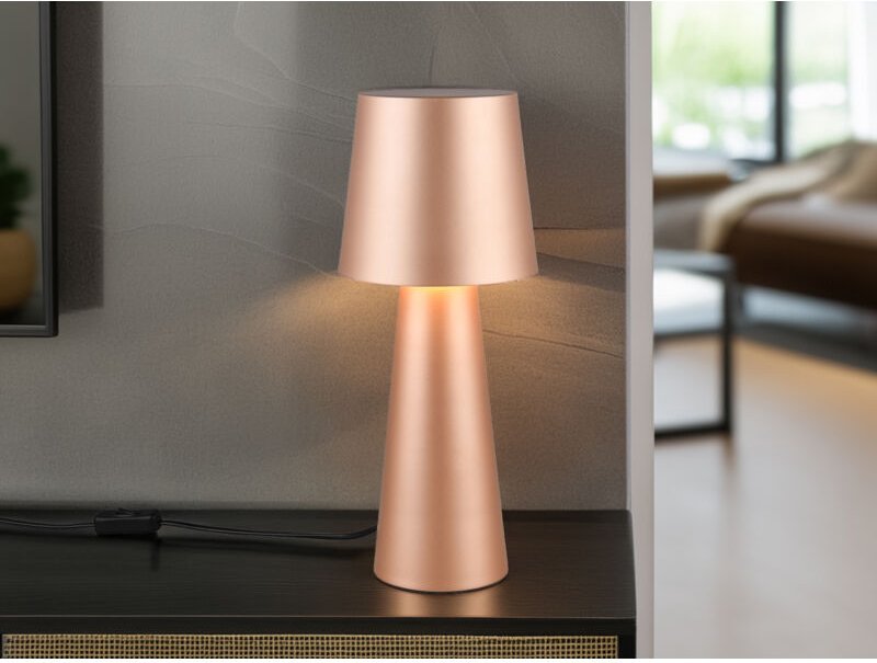 Große led Tischleuchte aus Metall Coffeefarbig, Höhe 40cm