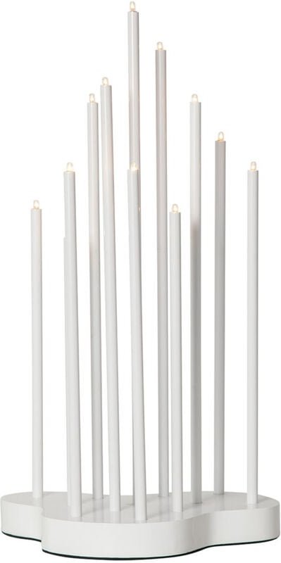 Kerzenleuchter Buzz, Weiß, Metall, 12-flammig, Holz, 43cm - Star Trading