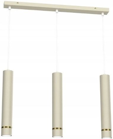 Frei. 3x Gu10-Röhren-Hängelampe, hängend an einem beige-goldenen Eiszapfenstreifen