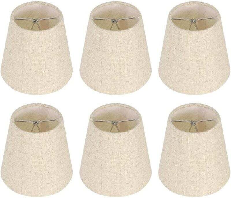 Aktion, 6er-Set kleine Lampenschirme, Lampenschirm aus Sackleinen zum Anklipsen der Glühbirne für Tischlampe und Stehlam...