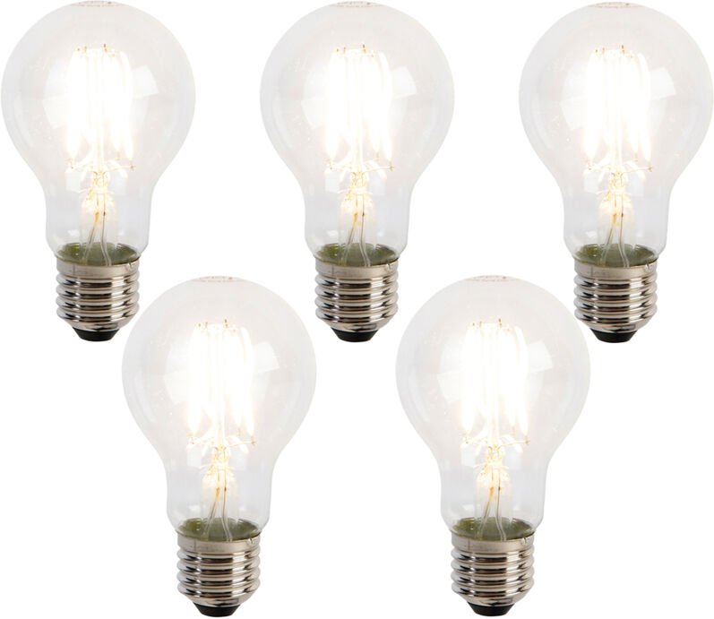 Luedd - Set mit 5 E27 led Filament Glühbirnen A60 Dämmerungssensor 4W 470lm 2700K