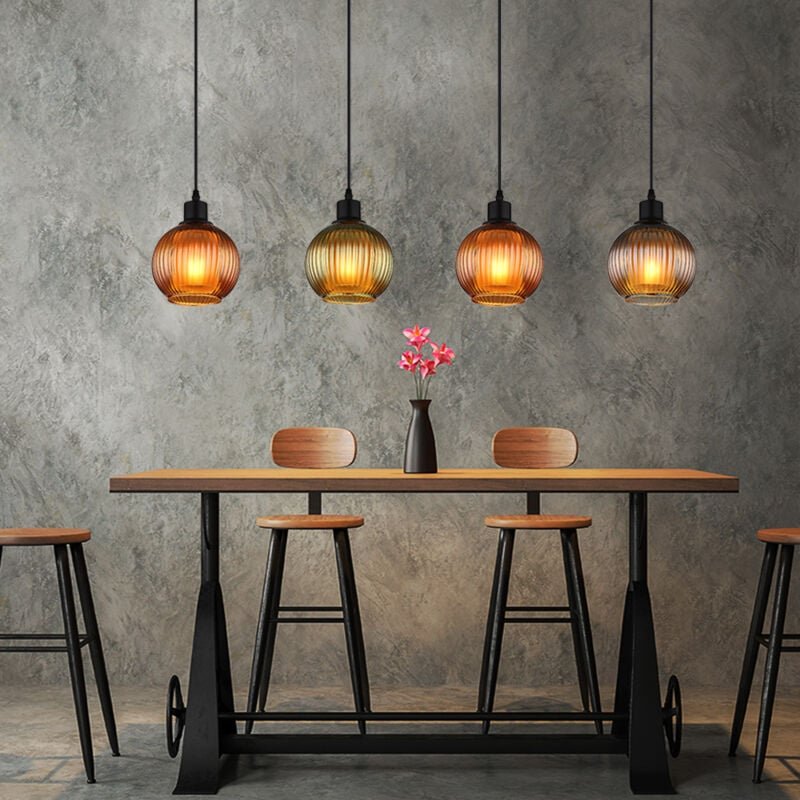 Pendelleuchte Hängelampe Deckenleuchte Esszimmerlampe Glaskugeln Schwarz-matt