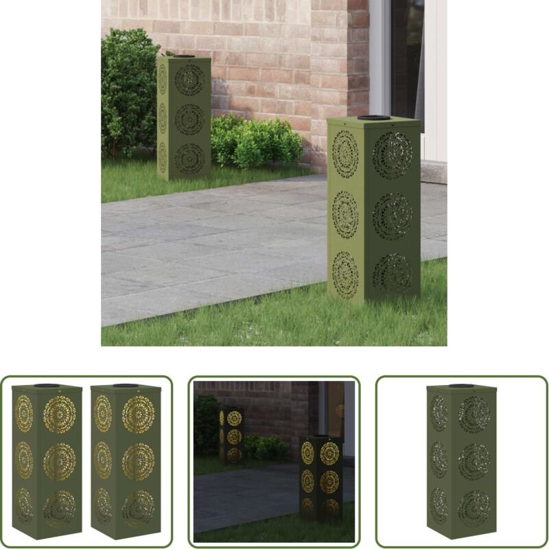 Wegeleuchten - Solar LED Weg Licht 2 pcs Olive Grün Kalt gewalzter Stahl