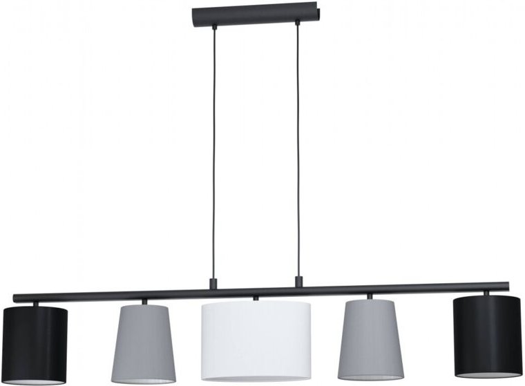 Almeida-Aufhängung 5xE14 mit mehrfarbig sortierten Stofflampenschirmen von L120 cm Eglo