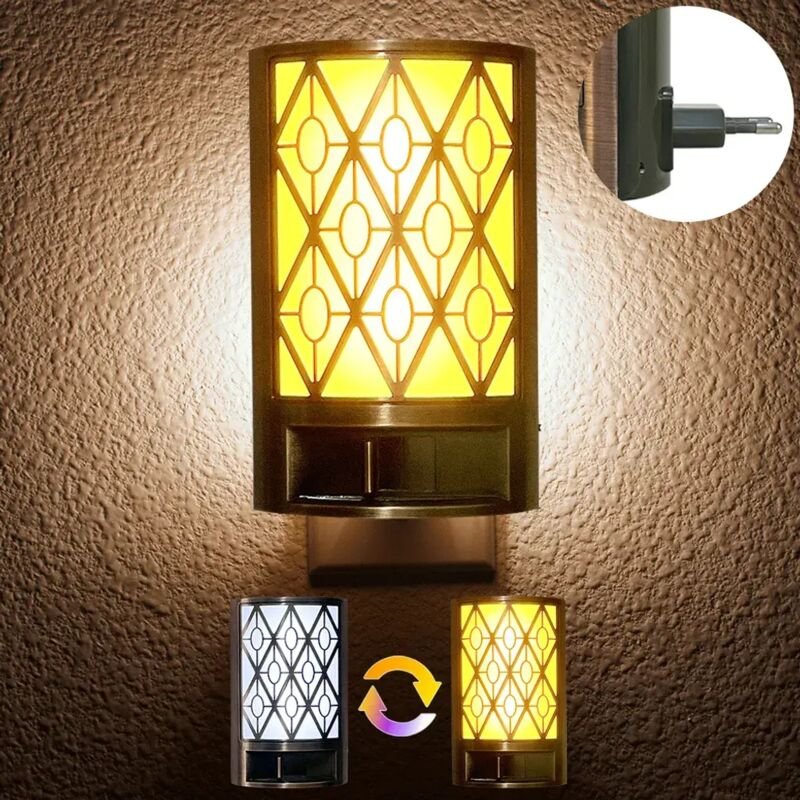 2er-Set LED-Nachtlicht mit Dämmerungssensor, dimmbare LED-Wandleuchten in Warmweiß und Weiß für Kinderzimmer, Treppenhau...