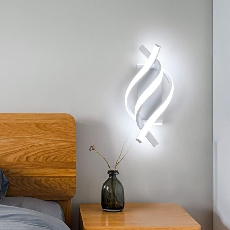 LED Wandlampe Spirale, weiß, modern, Innenbeleuchtung, Schlafzimmer Flur Treppe