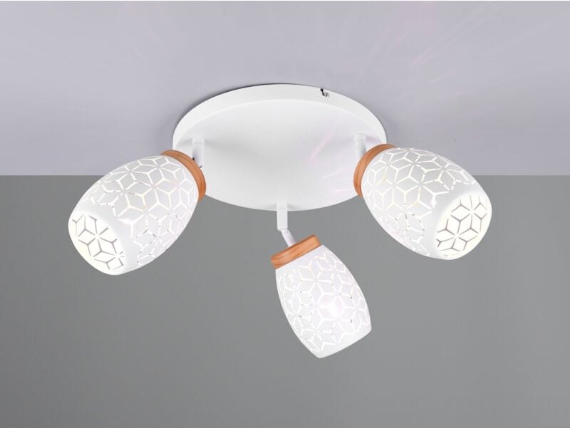 LED Deckenstrahler Weiß 3-flammig mit Stanzmuster, Ø58cm