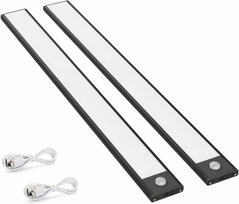 2er-Pack LED-Schrankleuchten mit Bewegungsmelder, 150 lm, Küchenleuchten mit wiederaufladbarem Akku, USB-Beleuchtung, Au...