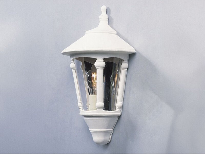 Konstsmide - Außenwandleuchte virgo Laterne Halbschale Aluminium Weiß, Höhe 44cm