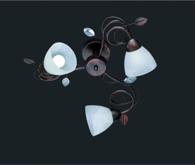 Iperbriko - Rustikale Deckenleuchte 3xE14 Traditio Rust White Glass Cups Ø61 cm Trio Lighting
