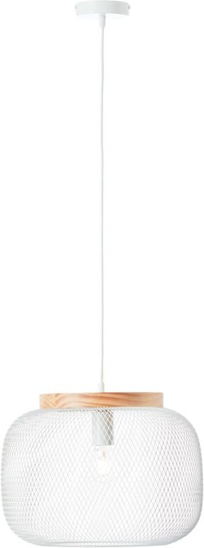 Brilliant Pendelleuchte Giada H 110 cm, D 40 cm, E27, kürzbar, Metall/Holz, weiß/holz hell
