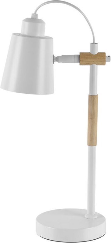 Liena Gelenk-Schreibtischleuchte 1xe27 weiß/buche schwenkbar 40x14x20cm