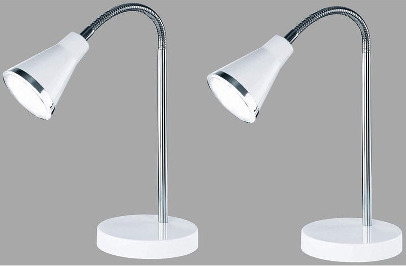 Reality Leuchten - Moderne flexible led Schreibtischleuchten 2er set 1 flammige Kunststoff in Weiß