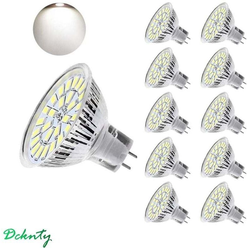 Lot de 10 Ampoules LED MR16 GU5.3 5W Équivalent 50W Blanc Froid 6000K 450LM 12-24V Non Dimmable Classe F