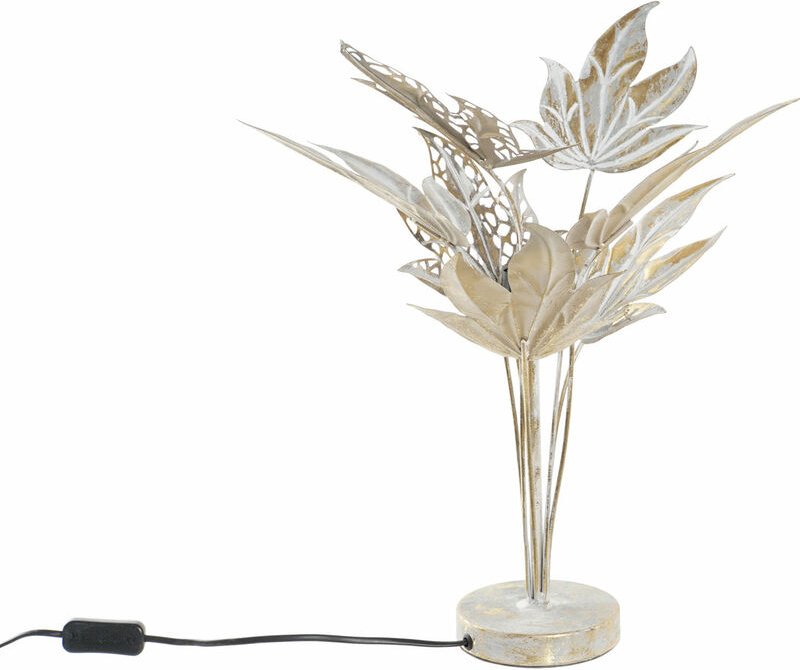 Dkd Home Decor - Metall Tischlampe 42x42x47 graue Dippe Metallblätter Material Multicolor -Familie Detail Lampen Details