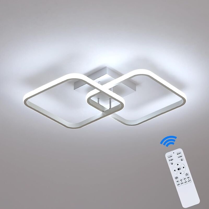 GOECO Deckenleuchte Dimmbare Moderne Quadratischer Kreis Deckenlampe Dimmbar 3000K-6000K Für Wohnzimmer Schlafzimmer Ess...