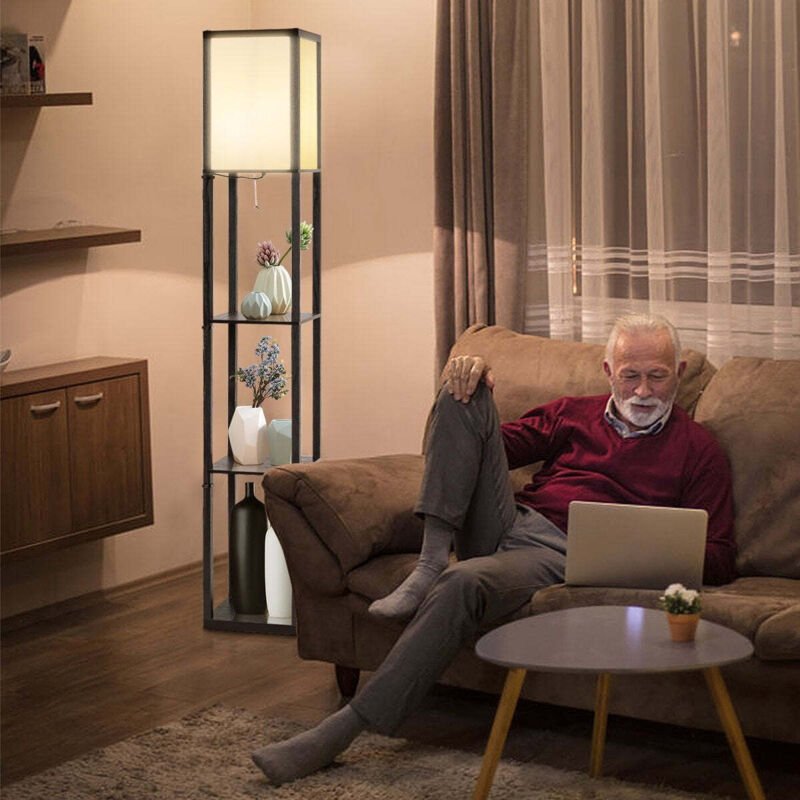 Northix - 3 ebene standleuchte regal moderne stehlampe bodenlampe 26 x 26 x 160 cm schwarz