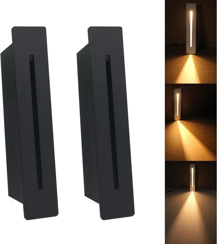 220-V-LED-Einbau-Treppenleuchte für den Innenbereich, 2 Stück, Warmweiß, Schwarz