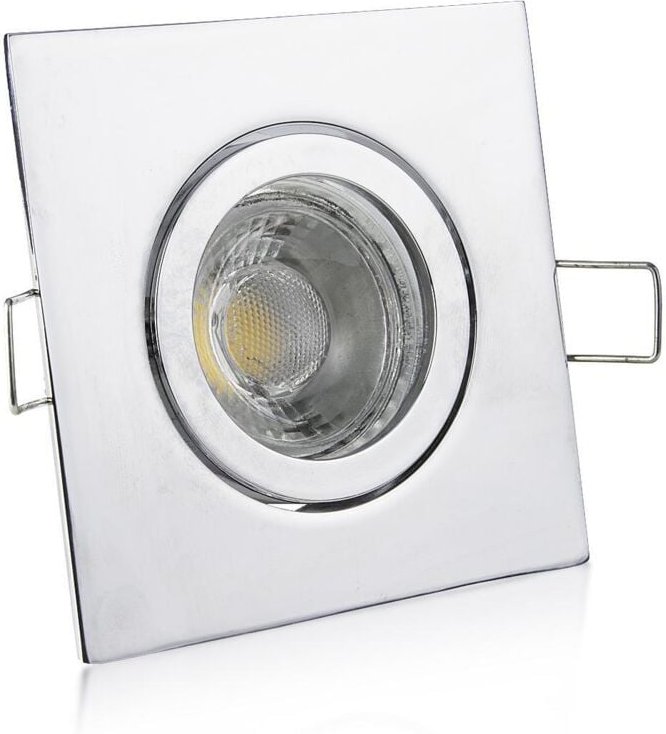Einbaustrahler Rahmen eckig starr chrom IP44 Klickverschluss - Leuchtmittel: GU10 5W warmweiß