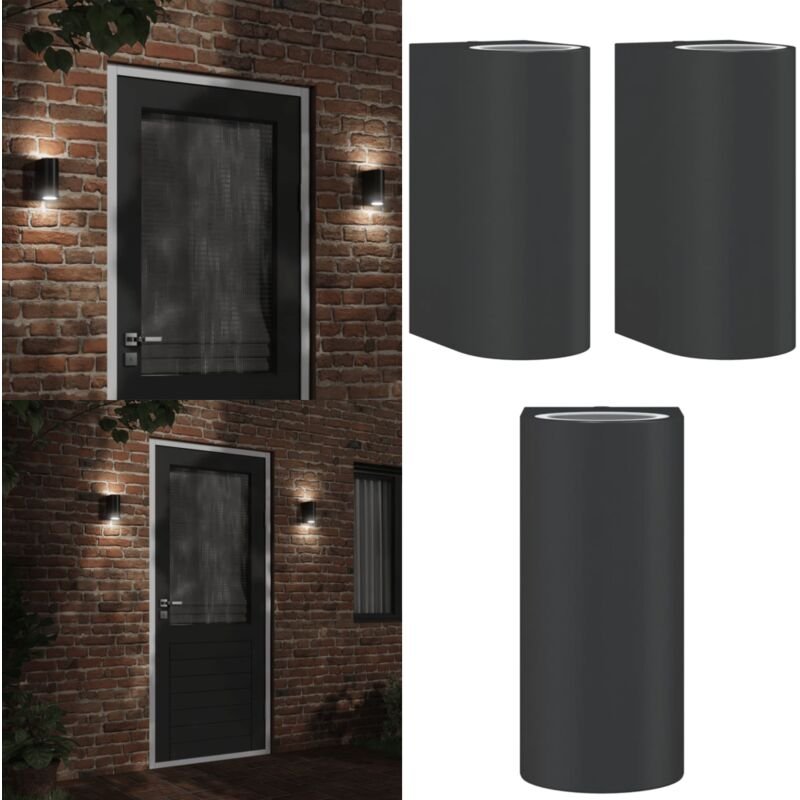 Außenwandleuchten 2 Stk. Schwarz Aluminiumdruckguss - Außenleuchten - Wandleuchten - Gartenbeleuchtung - LED-Leuchte - E...