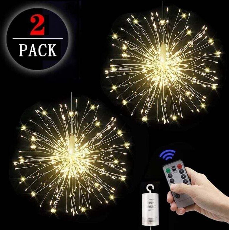 2 Stück Starburst Lights Feuerwerks-Lichterkette, 120 LEDs, Kupferdraht, Feuerwerks-Lichterkette mit Fernbedienung, 8 He...
