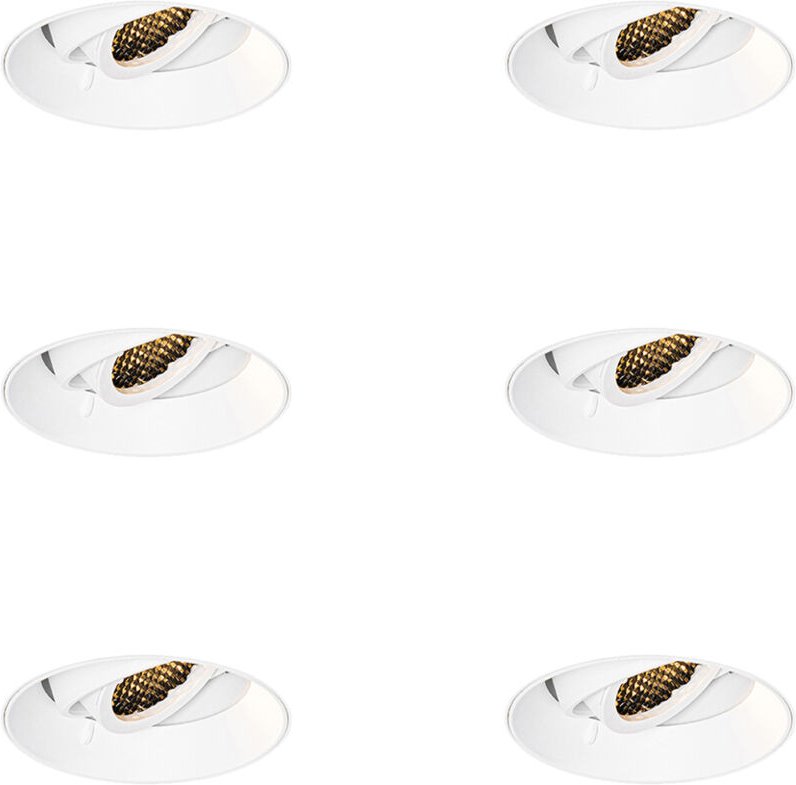 Set mit 6 modernen Einbaustrahlern Weiß GU10 Rund Trimless - Oneon Honey