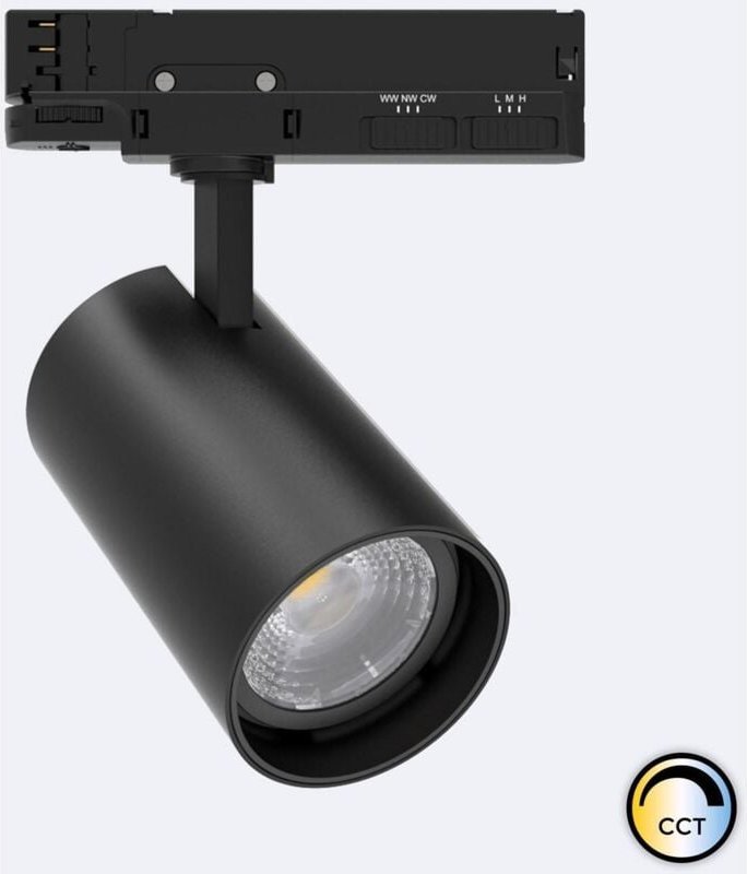 Efectoled - 3-Phasenstromschiene LED-Strahler 40W Fasano cct Dimmbar Schwarz (2700K - 3200K - 4000K) Wählbar