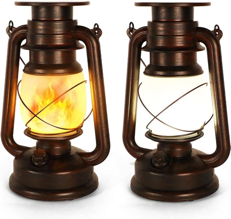 Solar-Gartenlaterne für den Außenbereich, 2er-Pack Solar-Sturmlampe, Solar-Gartenlaterne, LED-Sturmlampe, zwei Beleuchtu...