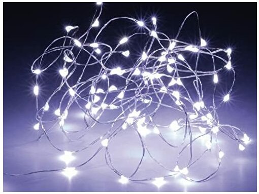40 leds fest batterie girlande silber draht kabel silber licht white kalt 2,05m