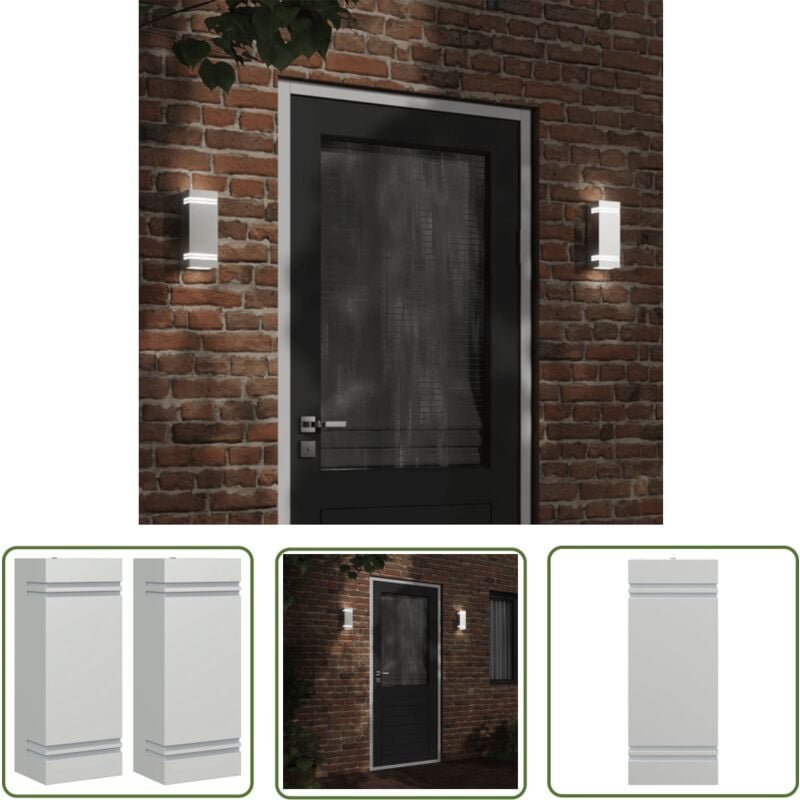 Außenwandleuchten 2 Stk. Silbern Edelstahl - Outdoor-Beleuchtung - Wandleuchte - Edelstahl - Silber - Gartenbeleuchtung ...